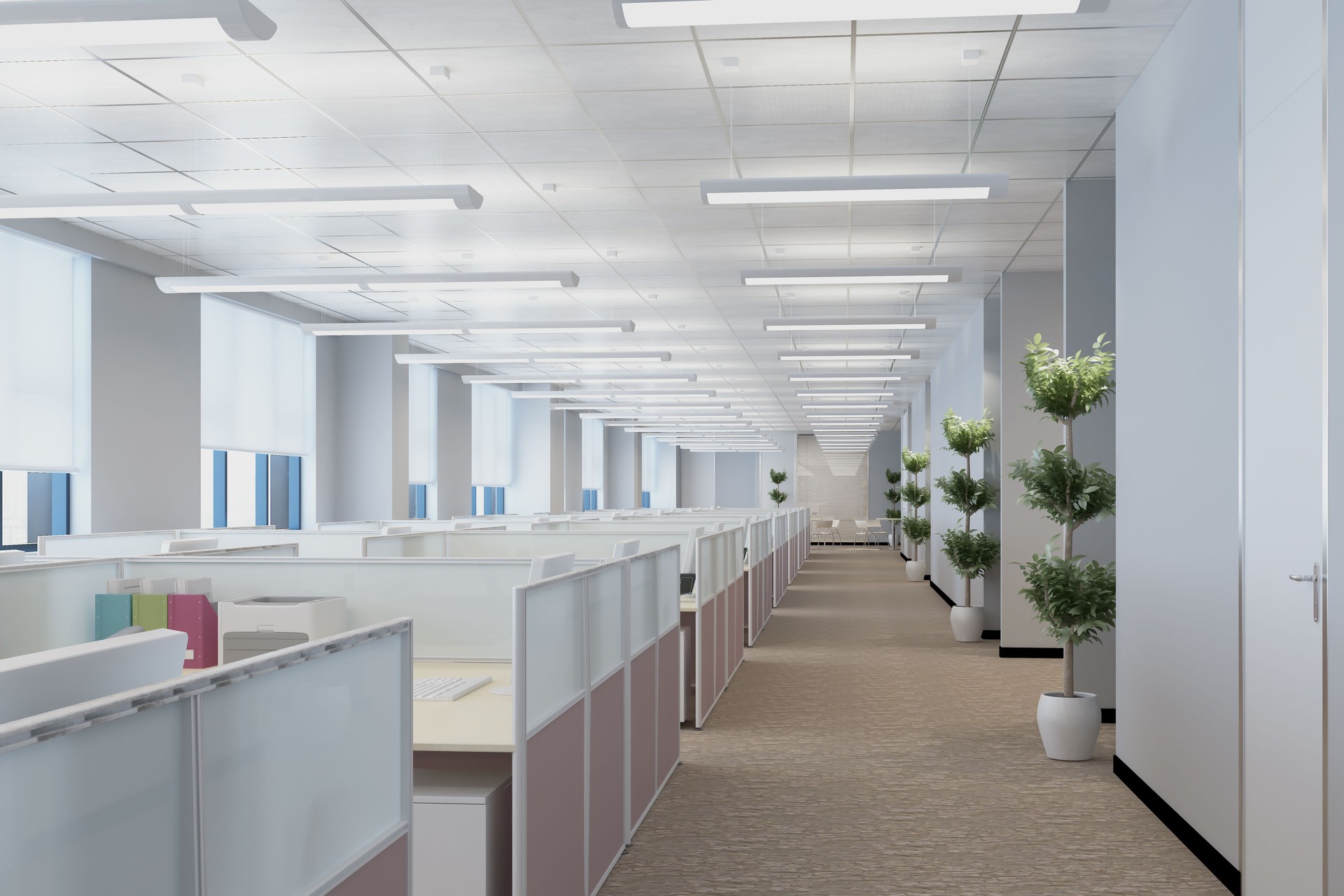 Large  Modern Open Plan Office Interior